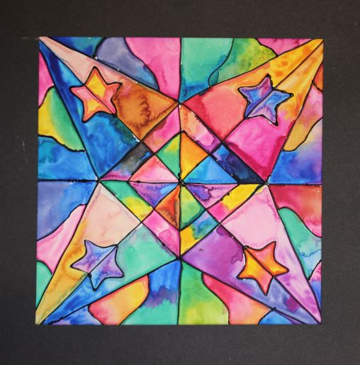A painting of a star made out of watercolor paper