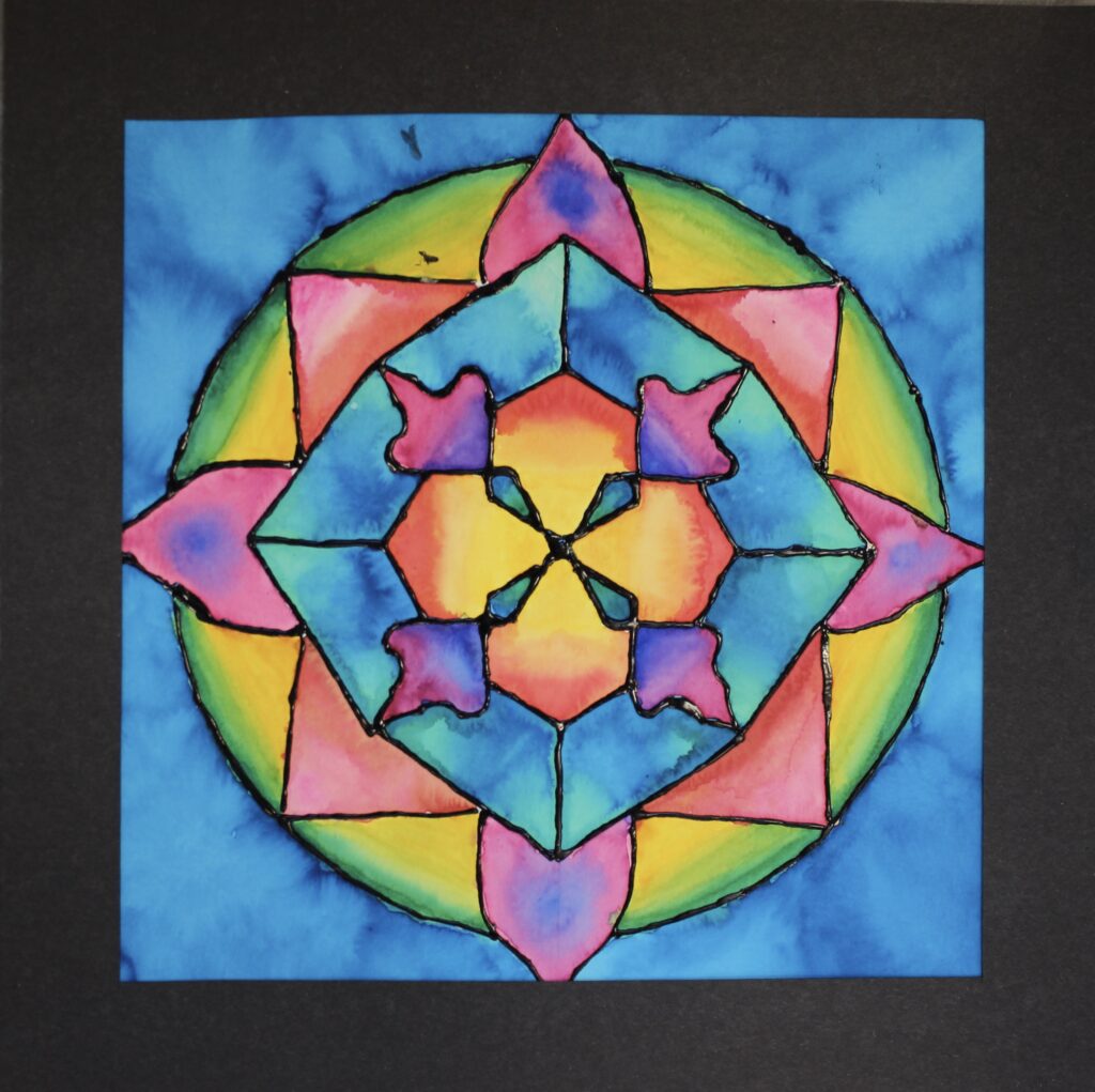 A picture of a colorful design on a piece of paper