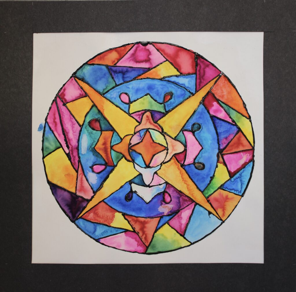A painting of a star in a circle