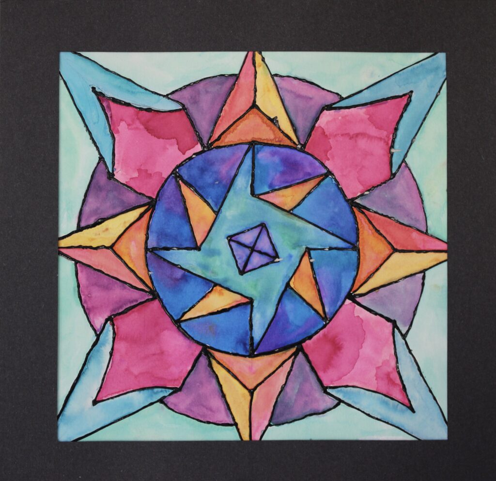 A painting of a star in a circle
